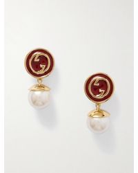 Gucci - Blondie-Tone, Faux Pearl And Enamel Earrings - Lyst