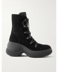 Moncler - Resile Trek Schnürstiefel Aus Veloursleder Mit Shell-Besatz - Lyst