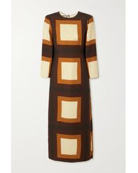 Gucci Printed Wool-blend Twill Maxi Dress - Brown