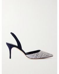 Manolo Blahnik - Carolyne 70 Raffia Slingback Pumps - Lyst