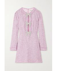 Saloni - Camille Embellished Sequined Bouclé-tweed Mini Dress - Lyst
