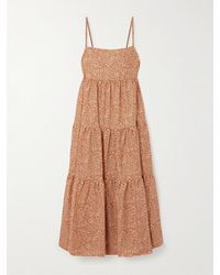 Matteau - Tiered Floral-Print Organic Cotton Maxi Dress - Lyst