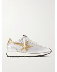 Golden Goose - Running Marathon Metallic Leather-Trimmed Shell Sneakers - Lyst