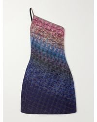 Missoni - One-Shoulder Metallic Crochet-Knit Mini Dress - Lyst