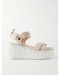 Chloé - Net Sustain Nama Suede And Leather Platform Sandals - Lyst