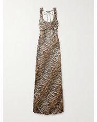 Ganni - Leopard-Print Chiffon Maxi Dress - Lyst