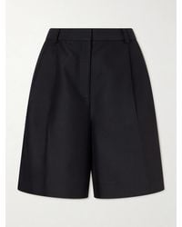 KHAITE - Pleated Wool And Silk-Blend Cady Shorts - Lyst