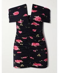 Magda Butrym - Schulterfreies Minikleid Aus Stretch-Jersey Mit Blumenprint Und Raffungen - Lyst