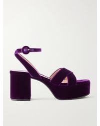 Gianvito Rossi - 35 Leather-Trimmed Velvet Sandals - Lyst