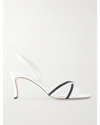 Manolo Blahnik - Volusan 70 Ruffled Leather Sandals - Lyst