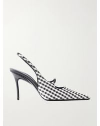 Alaïa - 90 Checked Leather-Trimmed Canvas Slingback Pumps - Lyst