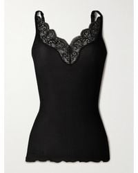 Saint Laurent - Laced Silk Tank Top - Lyst