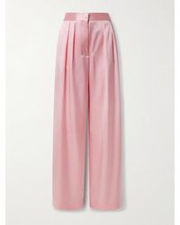 Adam Lippes - Hose Mit Weitem Bein Aus Seiden-Charmeuse Mit Falten - Lyst