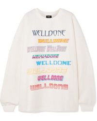 we11done Oversized Printed Cotton-blend Jersey Sweatshirt - White