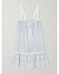 Miguelina - Havana Bow-Detailed Embroidered Silk-Blend Voile Mini Dress - Lyst
