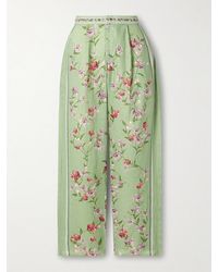 Agua Bendita - Florecer Honeysuckle Hose Aus Leinen Mit Blumenprint, Stickereien Und Falten - Lyst