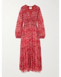 Isabel Marant - Amara Maxikleid Aus Bedrucktem Chiffon Mit Raffungen - Lyst
