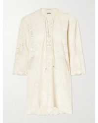 Isabel Marant - Solara Lace-Up Embroidered Mini Dress - Lyst