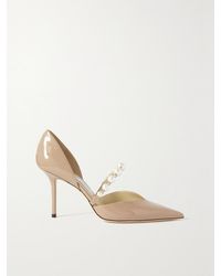 Jimmy Choo - Aurelie 85 Embellished Patent-Leather Point-Toe Pumps - Lyst