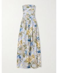 Cara Cara - Montreal Strapless Pleated Floral-Print Cotton-Poplin Maxi Dress - Lyst