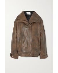 REMAIN Birger Christensen Tan Oversize Leather Blazer in Brown | Lyst