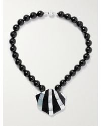 Julietta - Collier En Métal Argenté, Onyx, Résine Et Coquillage Maris - Lyst