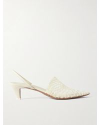 Neous - Acantho Fishnet And Leather Slingback Pumps - Lyst