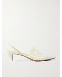 Neous - Acantho Fishnet And Leather Slingback Pumps - Lyst