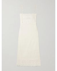 Valentino Garavani - Corded Lace-Trimmed Linen Midi Dress - Lyst