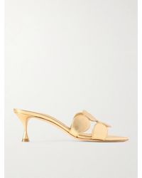 Manolo Blahnik - Sandales En Cuir Métallisé Haribalmu 50 - Lyst
