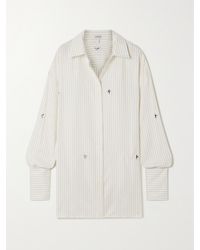 Loewe - Suna Fujita Oversized Embroidered Pinstriped Silk And Cotton-Blend Twill Shirt - Lyst