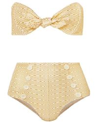 Lisa Marie Fernandez Poppy Bikini Aus Seersucker In Metallic-optik Mit Knoten - Mettallic