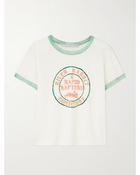 Mother - Itty Bitty Cropped Flocked Cotton-Jersey T-Shirt - Lyst