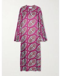 Themis Z - Selene Printed Silk-Blend Satin Kaftan - Lyst