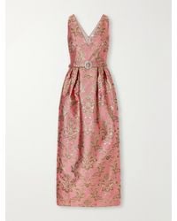 Borgo De Nor - Jules Belted Crystal-Embellished Floral-Jacquard Midi Dress - Lyst
