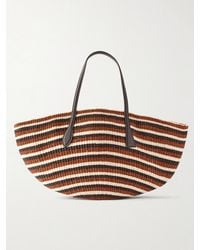 Liffner - Sprout Striped Leather-Trimmed Sisal Tote - Lyst