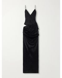 Alex Perry - Bikini Asymmetric Draped Cut-Out Leopard-Print Lace Maxi Dress - Lyst