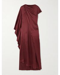 ROKSANDA - Hiba Cape-Effect Asymmetric Draped Silk-Satin Dress - Lyst