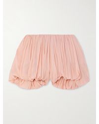 Chloé - Shorts Aus Bedrucktem Crêpe De Chine Aus Seide Mit Falten - Lyst