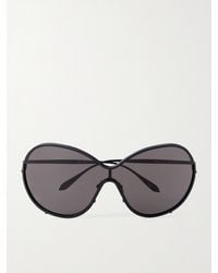 Alaïa - Mask Large Round-Frame Metal Sunglasses - Lyst