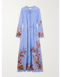 Zimmermann - Patience Gathered Floral-Print Silk Maxi Dress - Lyst