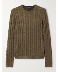 Ralph Lauren - Cable-Knit Silk Sweater - Lyst
