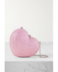 Judith Leiber Petit Coeur Crystal-embellished Silver-tone Clutch - Pink