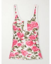 Chloé - Floral-Print Ribbed Stretch-Cotton Jersey Tank - Lyst