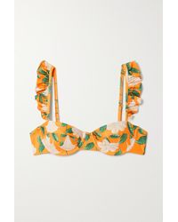 Agua by Agua Bendita - Kiwi Ruffled Floral-print Recycled Underwired Bikini Top - Lyst