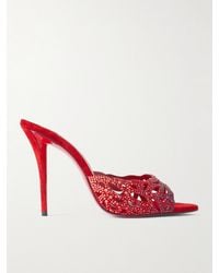 Christian Louboutin - Lasera 100 Mules Mit Cut-Outs Und Kristallen - Lyst