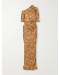 Dries Van Noten - One-Shoulder Gathered Floral-Print Crepe Midi Dress - Lyst