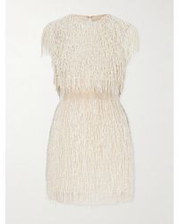 Oscar de la Renta - Embellished Fringed Mesh Mini Dress - Lyst