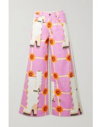 Loewe - Printed High-Rise Wide-Leg Jeans - Lyst