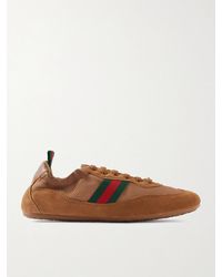 Gucci - Shift Sneakers Aus Mesh Und Veloursleder Mit Besätzen Aus Leder Und Webband - Lyst